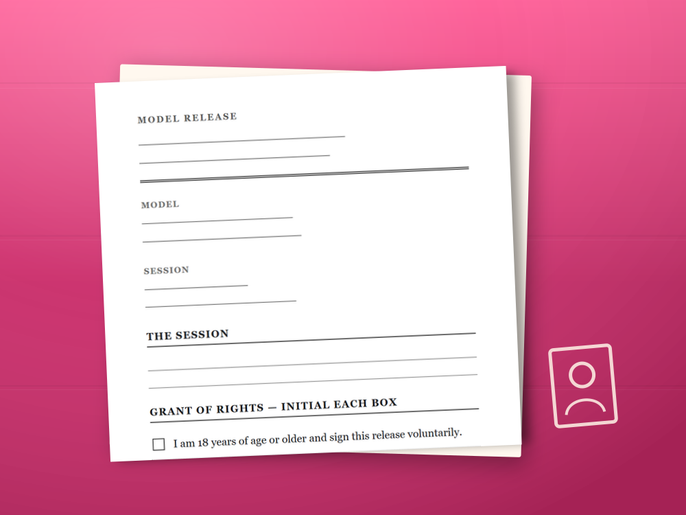 The model release form template document staged on a desk