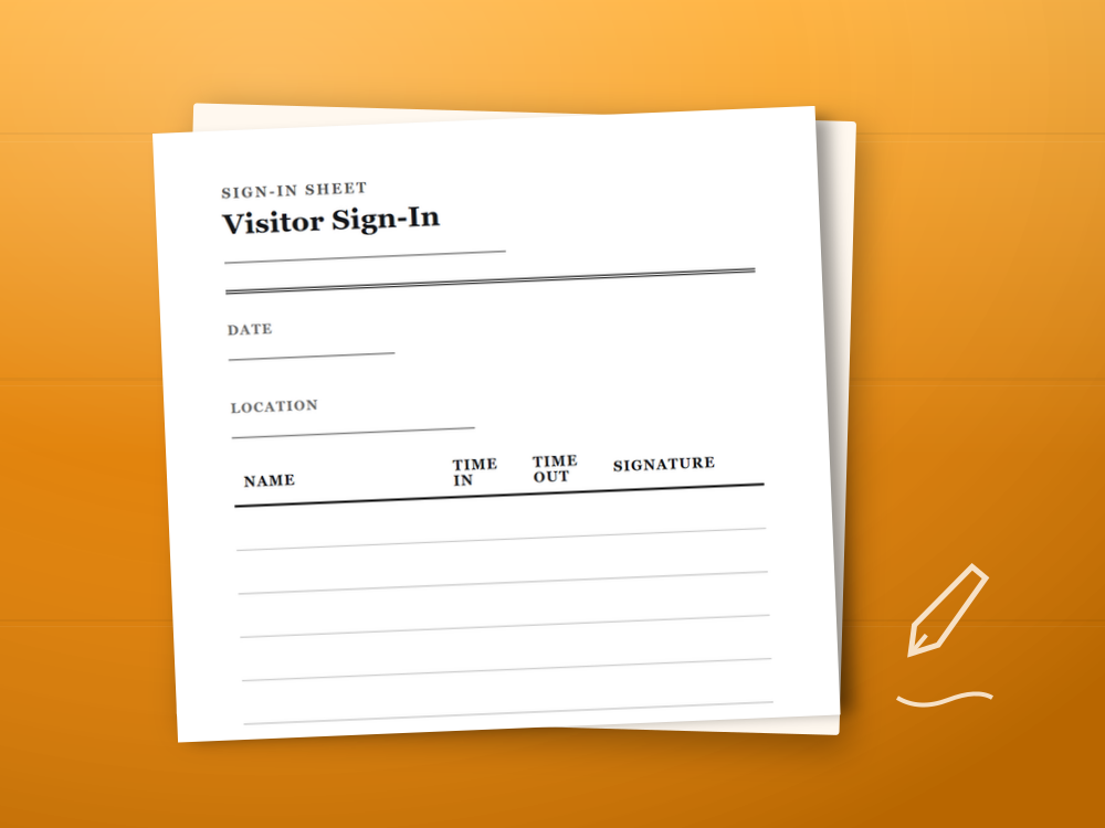 The sign-in sheet template document staged on a desk